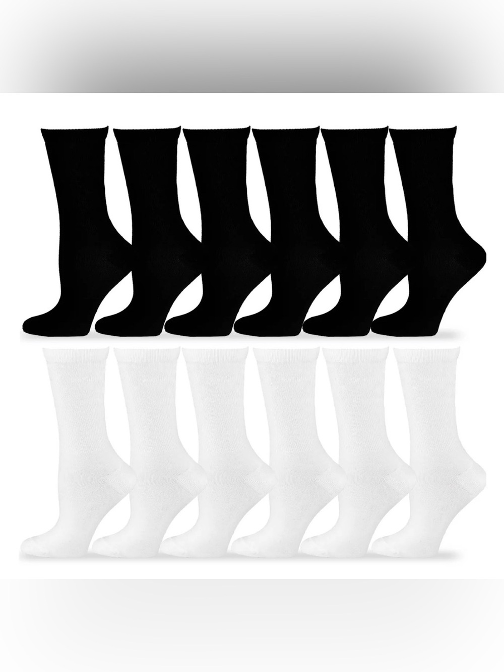 NWT TeeHee Women’s 12 Pack Black White Crew Socks - Size 9-11